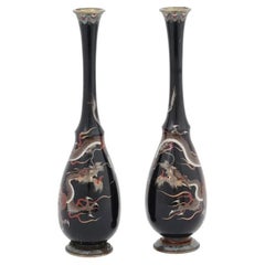 Dragon japonais Vases en émail cloisonné de l'époque Meiji