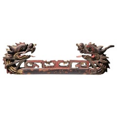Japanese Dragon Temple Sculpture, Hand Carved and Hand Polychromed, 19th Century