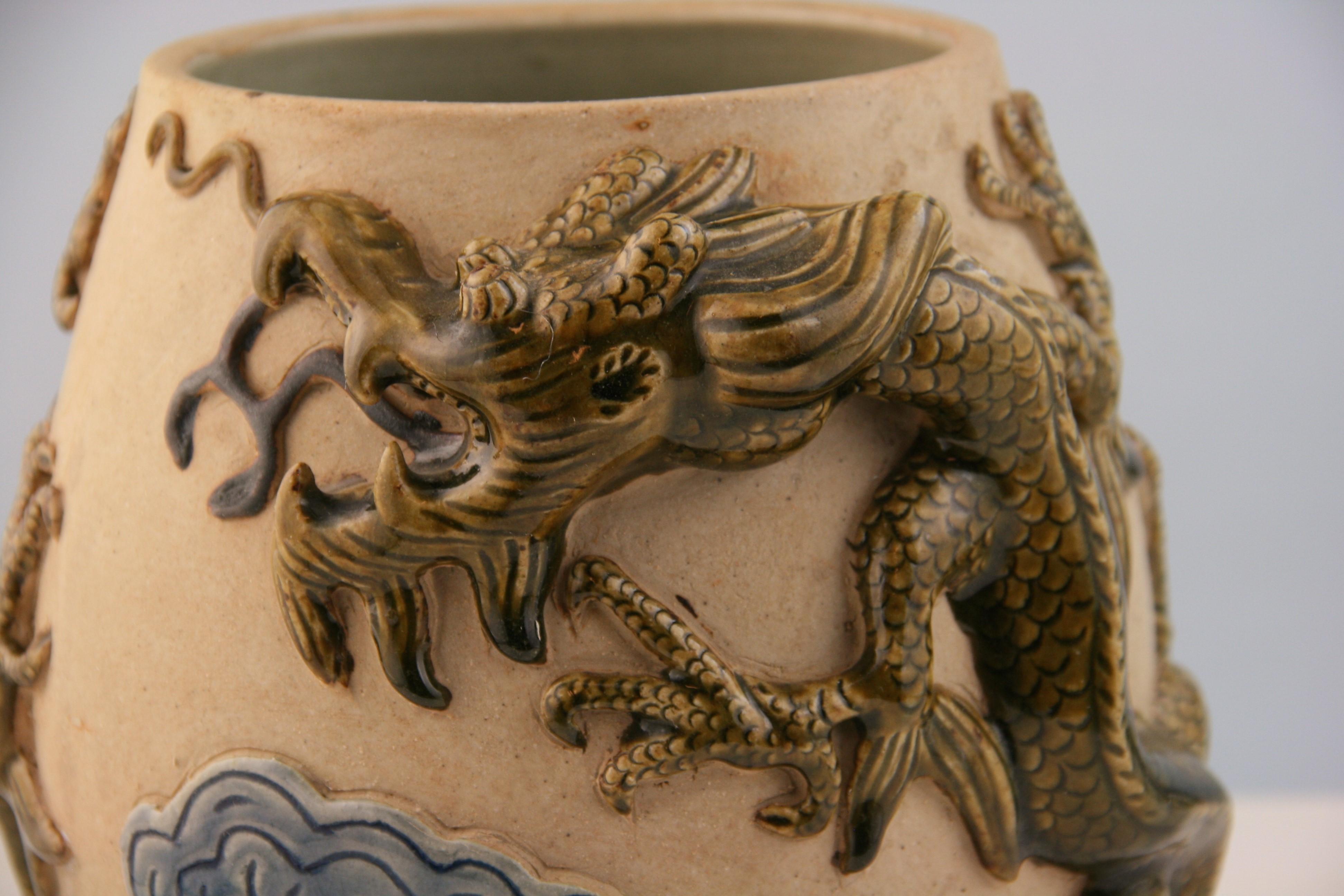 Ceramic Japanese Dragon Vase For Sale