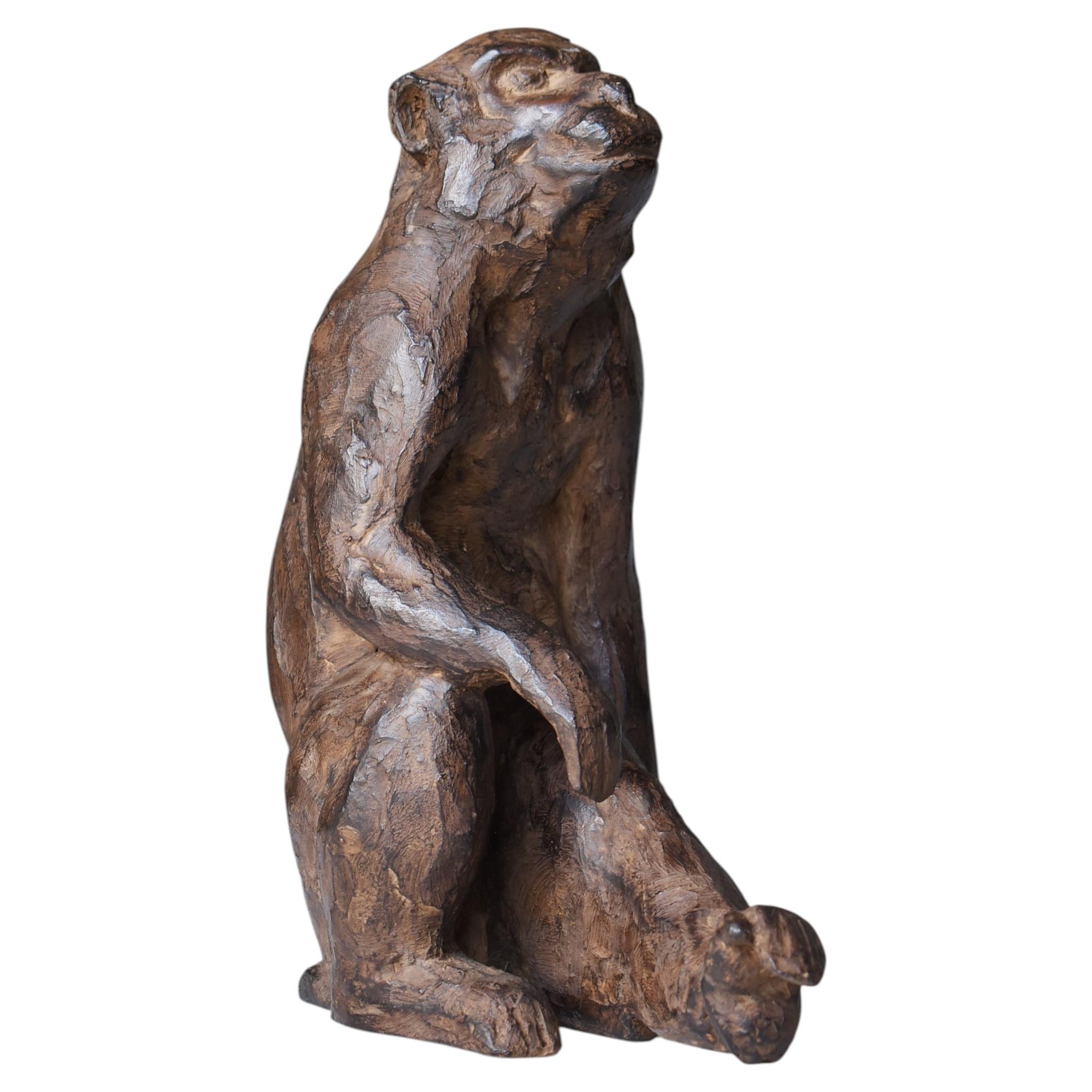Japanese Dry Lacquer Monkey Sculpture Mid-20th Century / Figurine Wabisabi