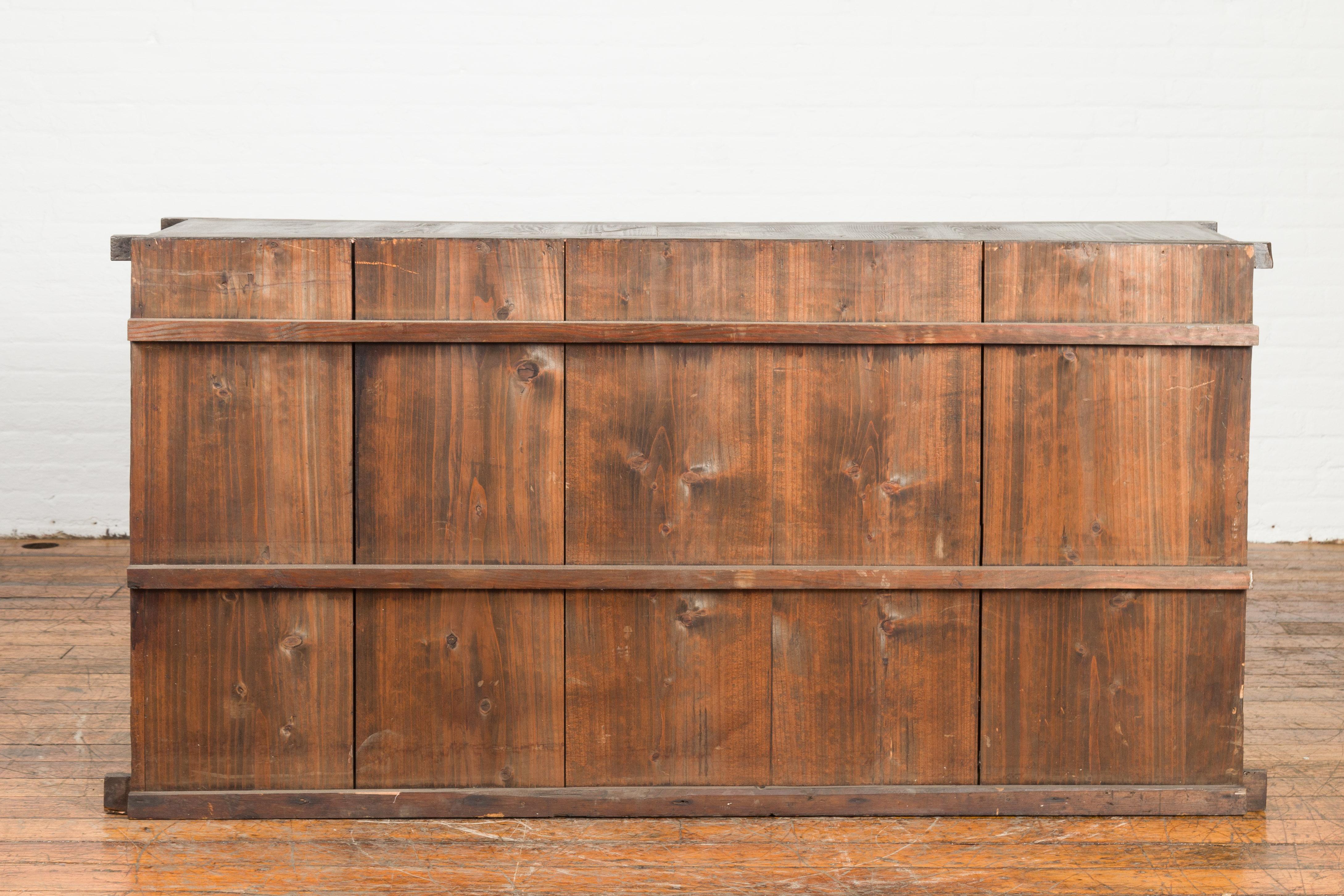 Japanese Early 20th Century Apothecary Chest with 28 Drawers and Brown Patina 11