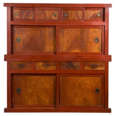 Used Japanese Early 20th Century Kitchen Compound Cabinet with Sliding Doors