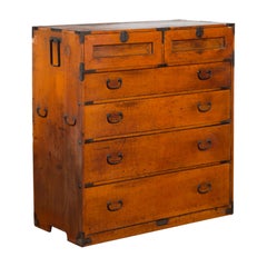 Japanese Early 20th Century Six-Drawer Tansu Chest with Iron Hardware