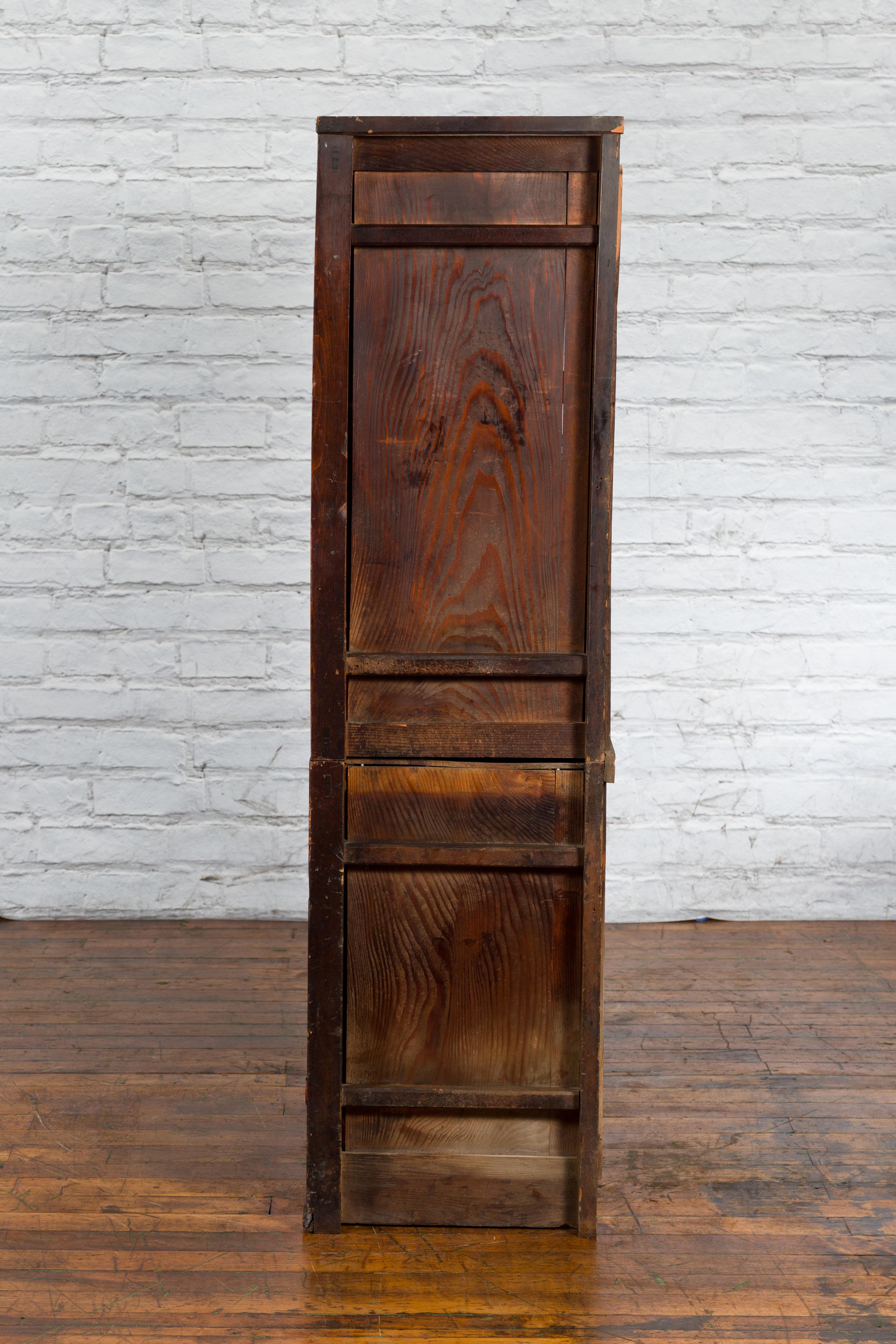 Japanese Early 20th Century Tansu Cabinet with Sliding Doors and Drawers For Sale 14