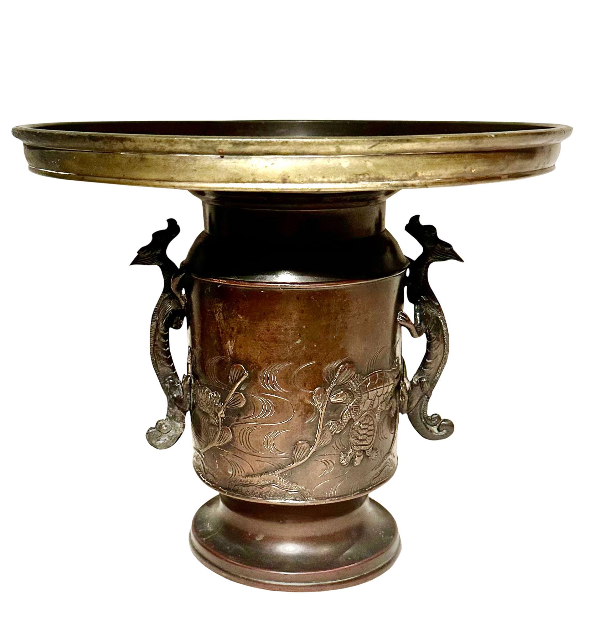 Late 19th Century Japanese Early Bronze Usabata Flower Holder  For Sale