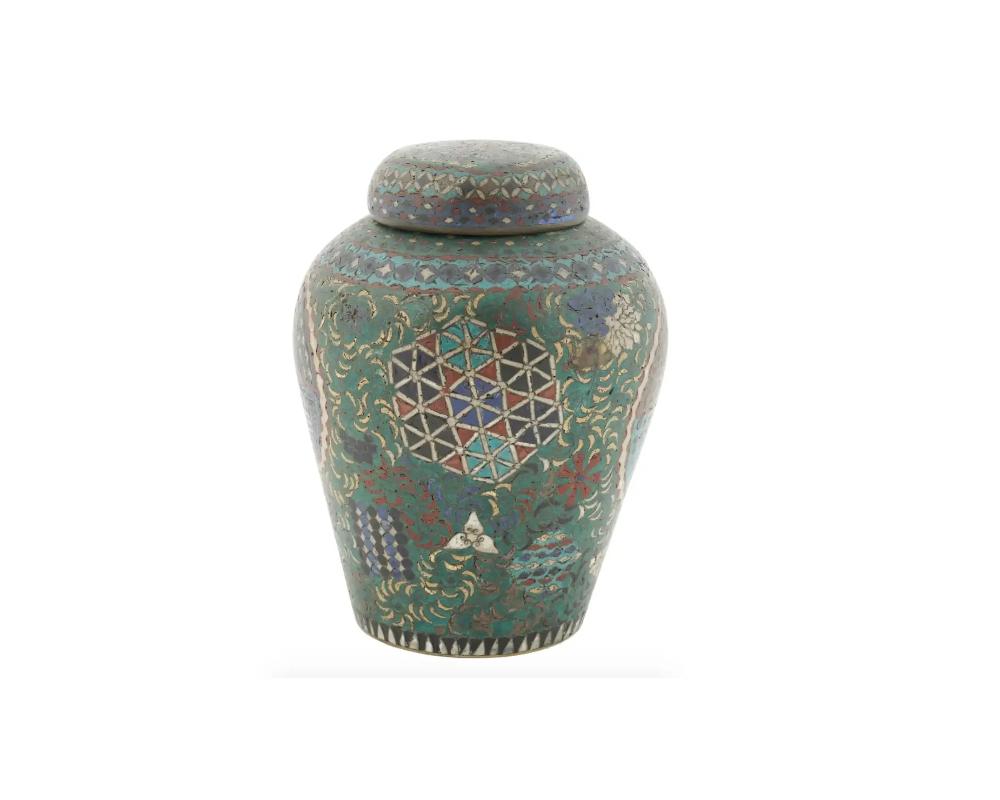 19th Century Japanese Early Meiji Cloisonne Enamel Lidded Jar For Sale