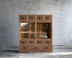 Japanese Early Showa Period Storage Cabinet with Drawers and Sliding Doors