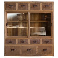 Japanese Early Showa Period Storage Cabinet with Drawers and Sliding Doors