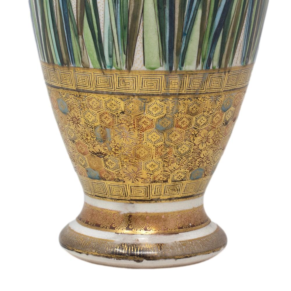 Japanese Earthenware Meiji Period Satsuma Iris Vase by Ryuzan For Sale 10