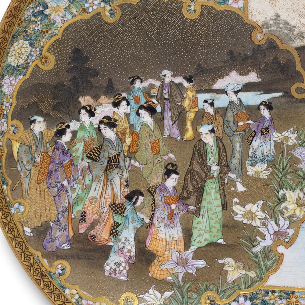 Japanese Earthenware Meiji Period Satsuma Plate by Kinkozan 7