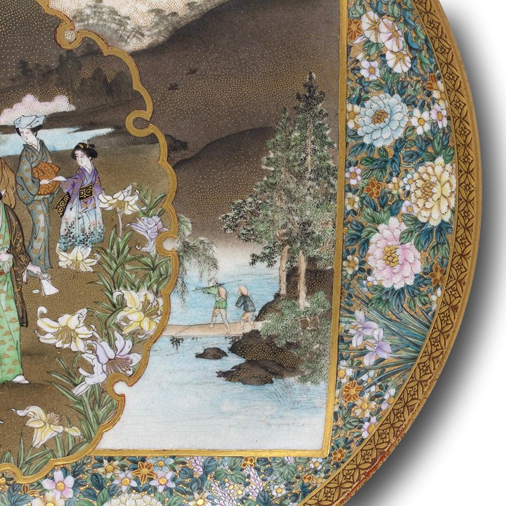 Japanese Earthenware Meiji Period Satsuma Plate by Kinkozan 8