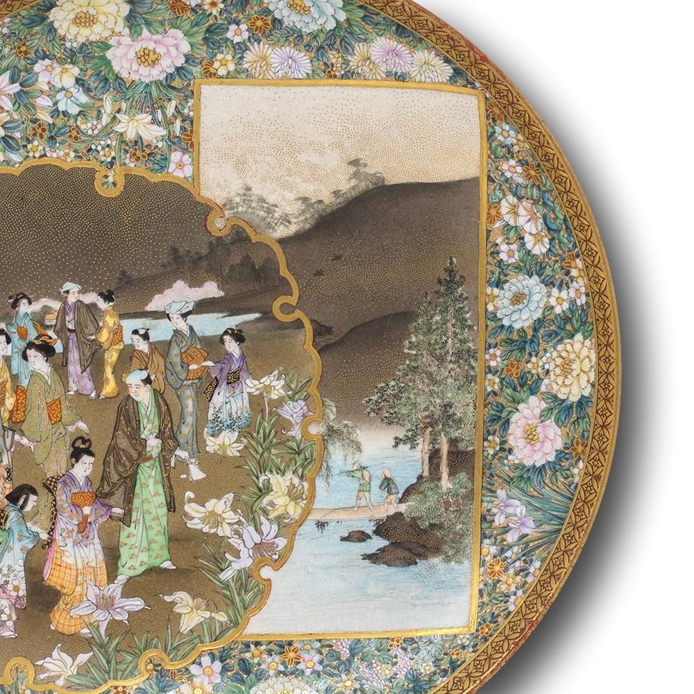 Japanese Earthenware Meiji Period Satsuma Plate by Kinkozan 4