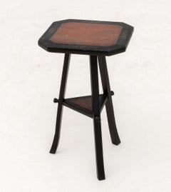 Japanese Ebonized and Paint-Decorated Tripod Table