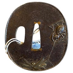 Japanese Edo Antique Samurai Tsuba Sword Hand Guard Spider Design Christie's Tag