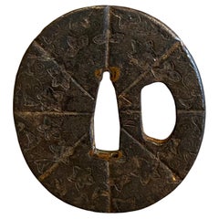Japanese Edo Antique Samurai Tsuba Sword Hand Guard Stars or Cherry Blossoms