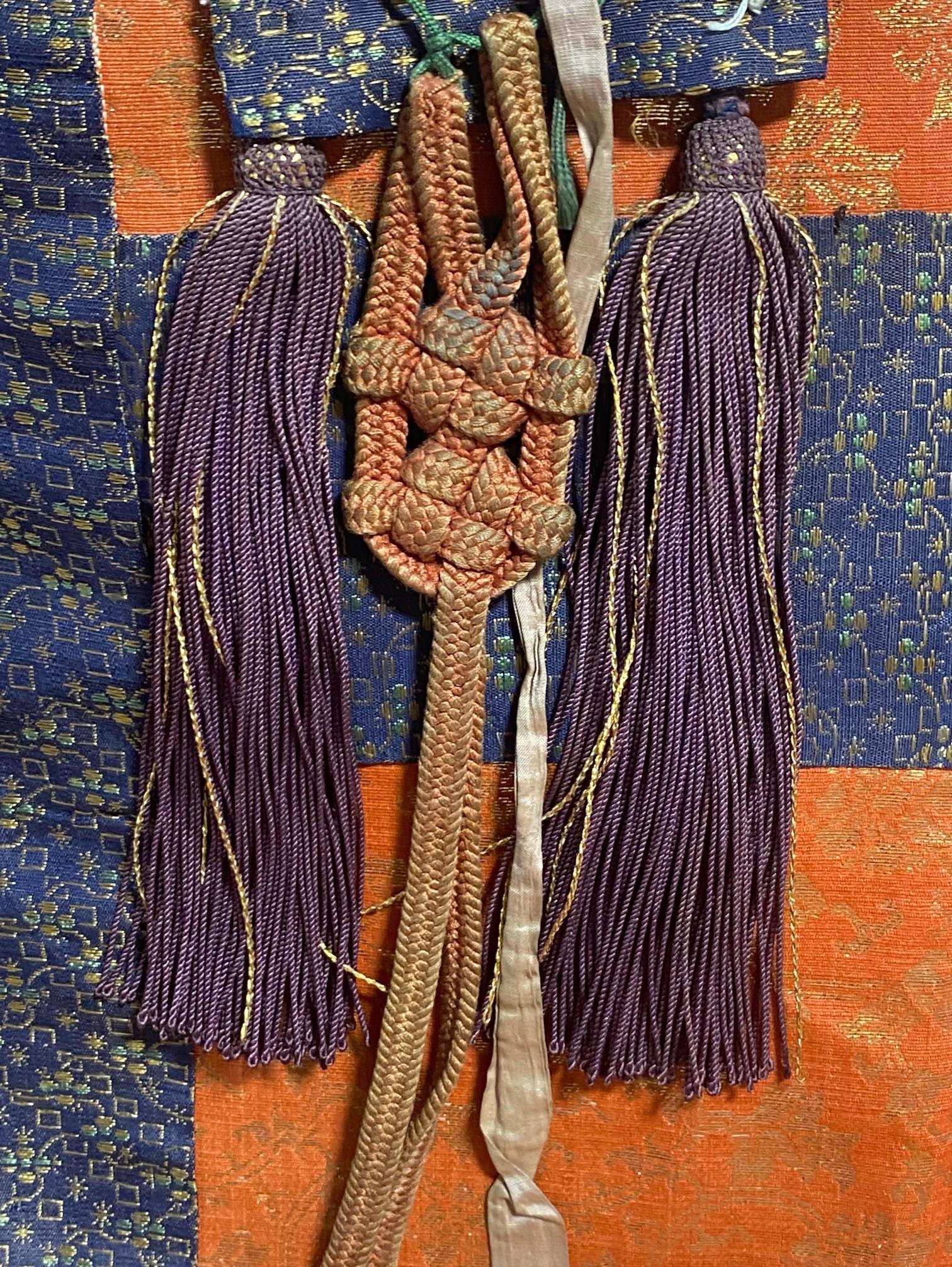 Textile Robe de cérémonie Kesa en brocart de soie à 7 colonnes en forme de prêtre moine bouddhiste japonais Edo en vente
