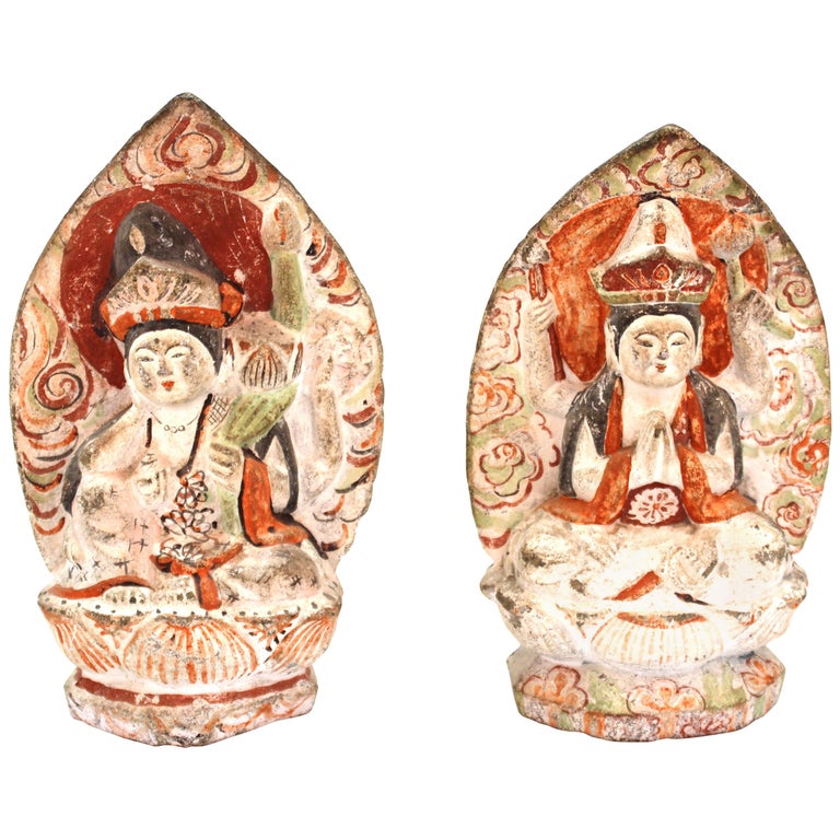 Japanese Edo Carved Stone Bodhisattva Sculptures For Sale at 1stDibs