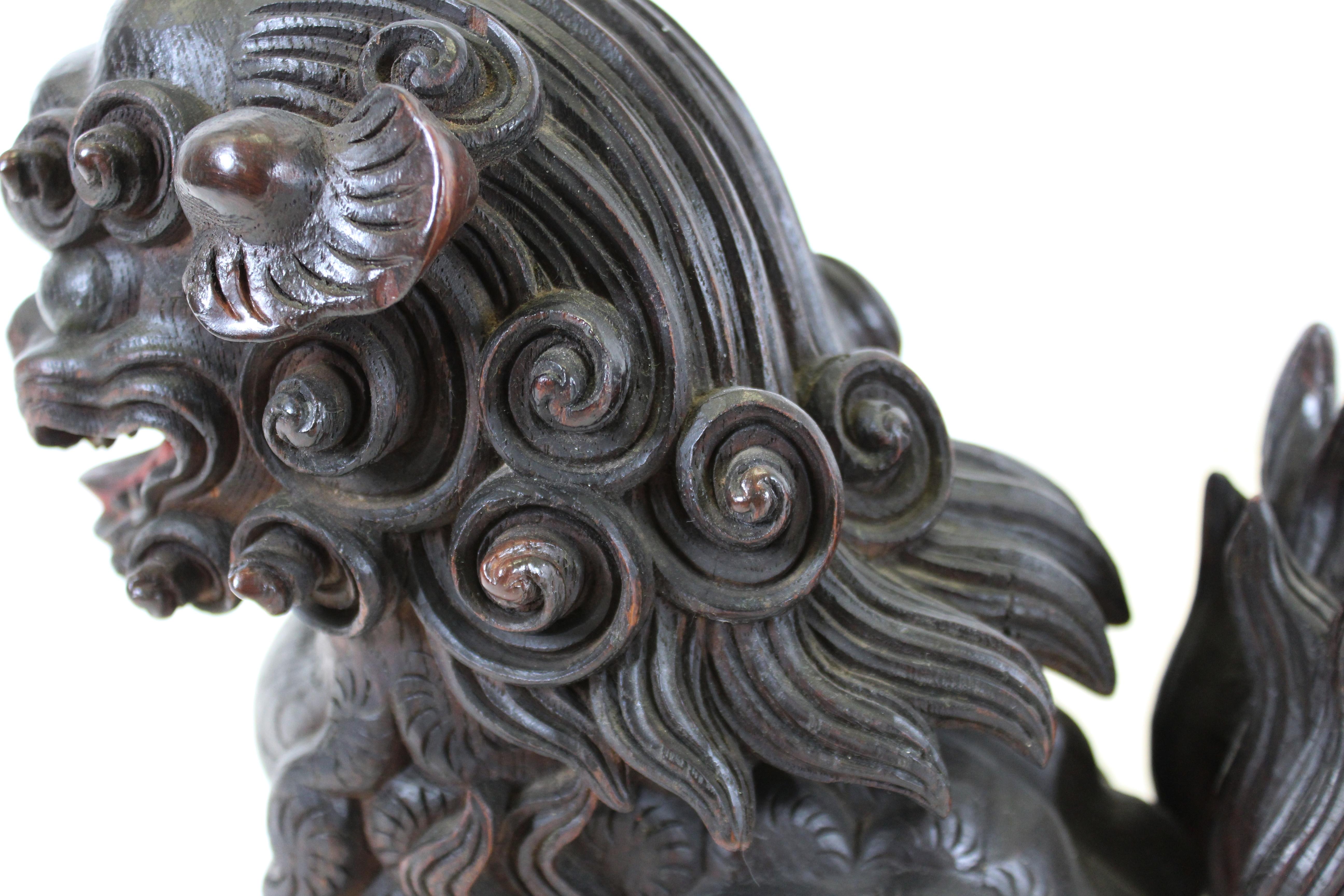 Chiens en bois sculpté japonais Edo Wood Wood 1