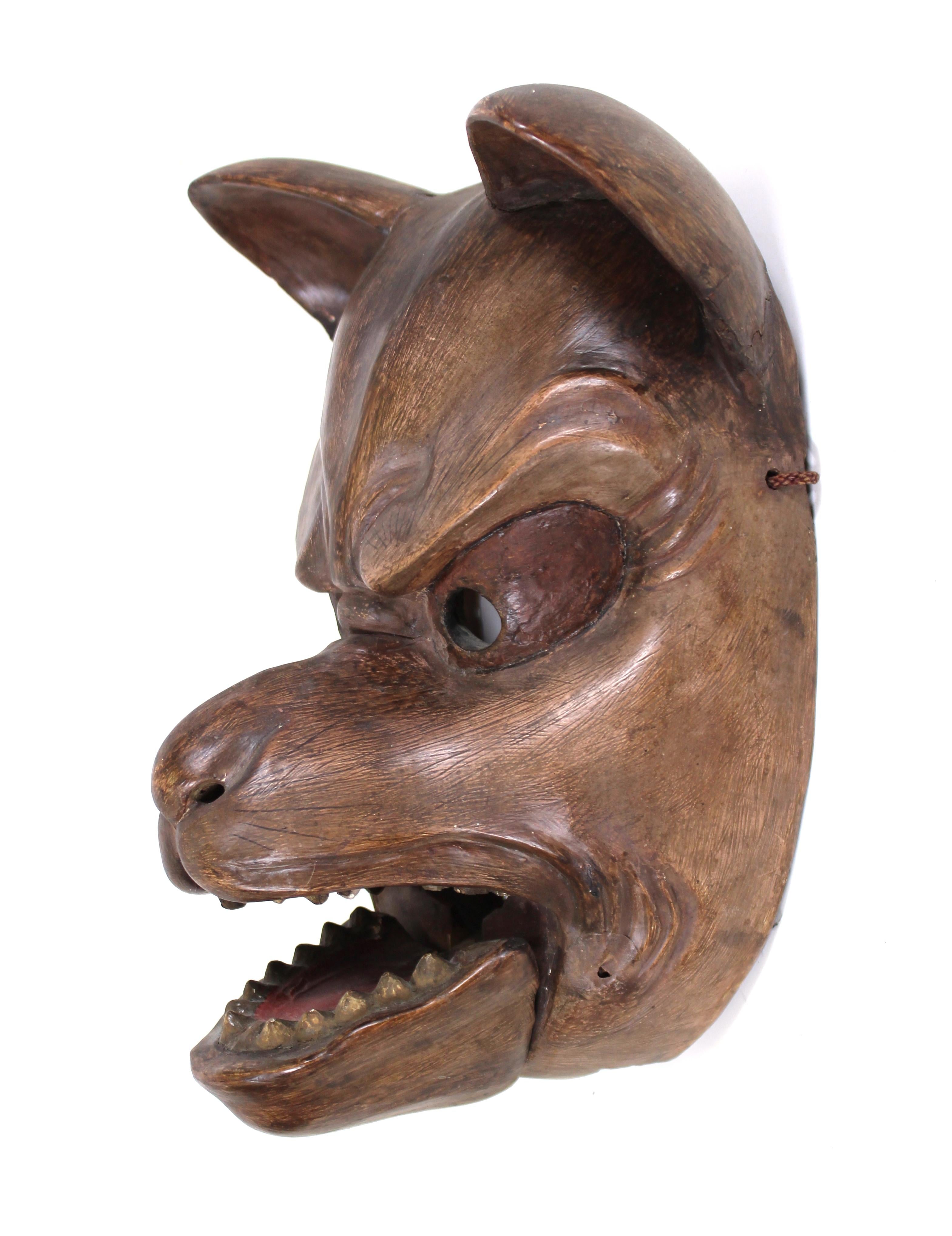 wooden kitsune mask