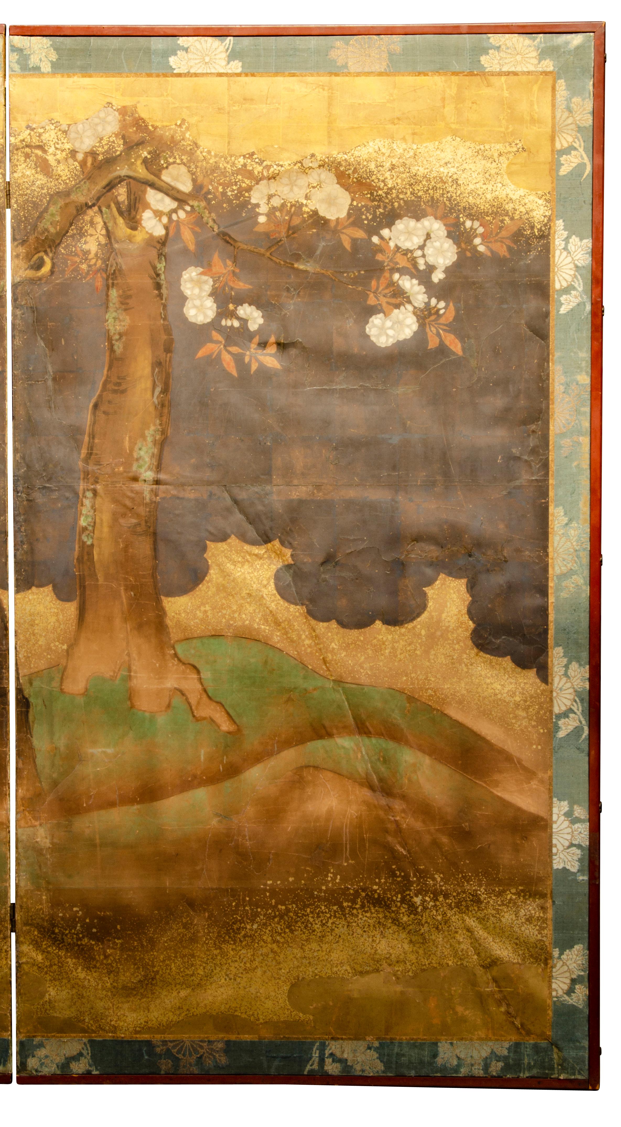 Mid-18th Century Japanese Edo Decorated Paper Two Panel Screen