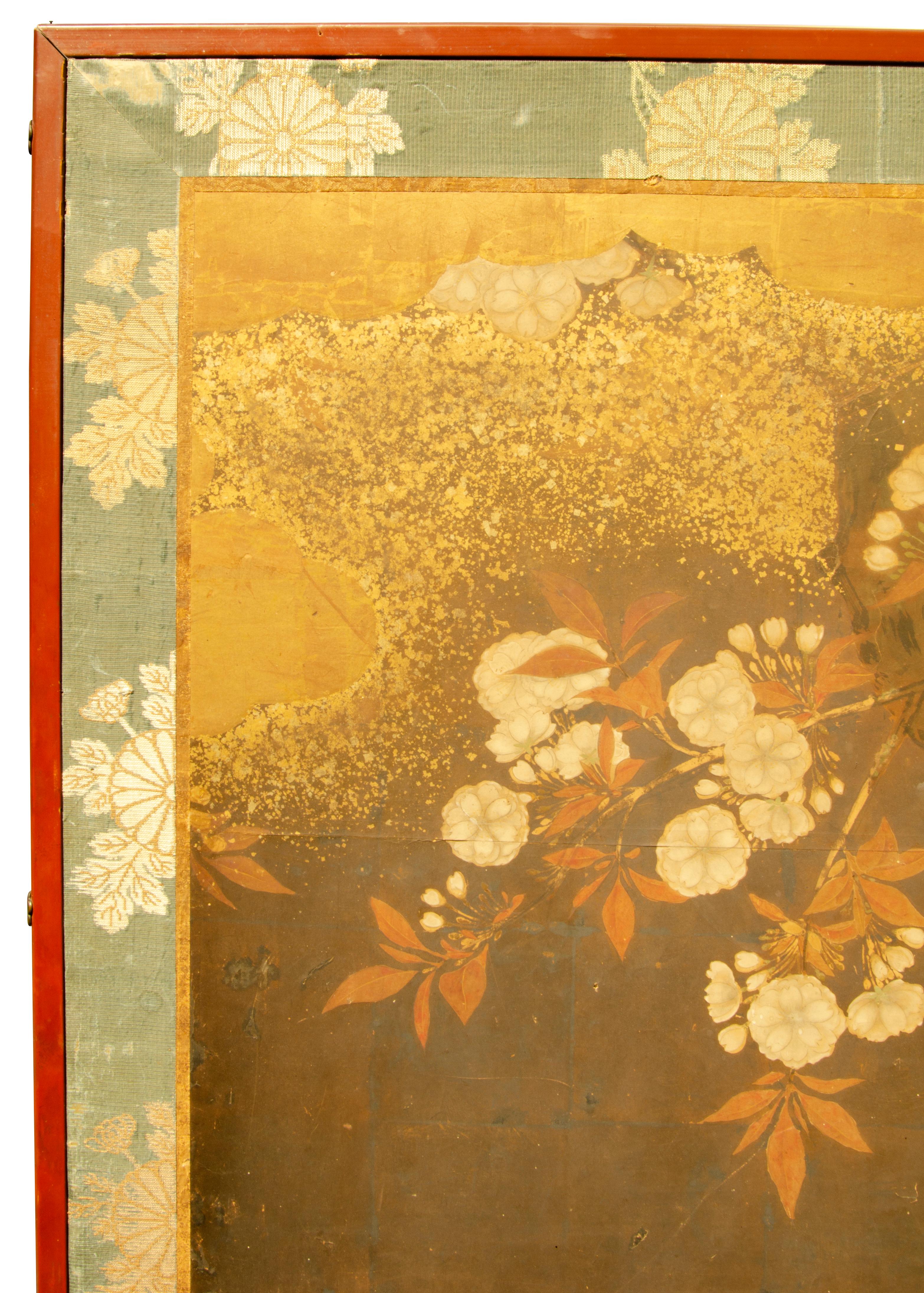 Japanese Edo Decorated Paper Two Panel Screen 2