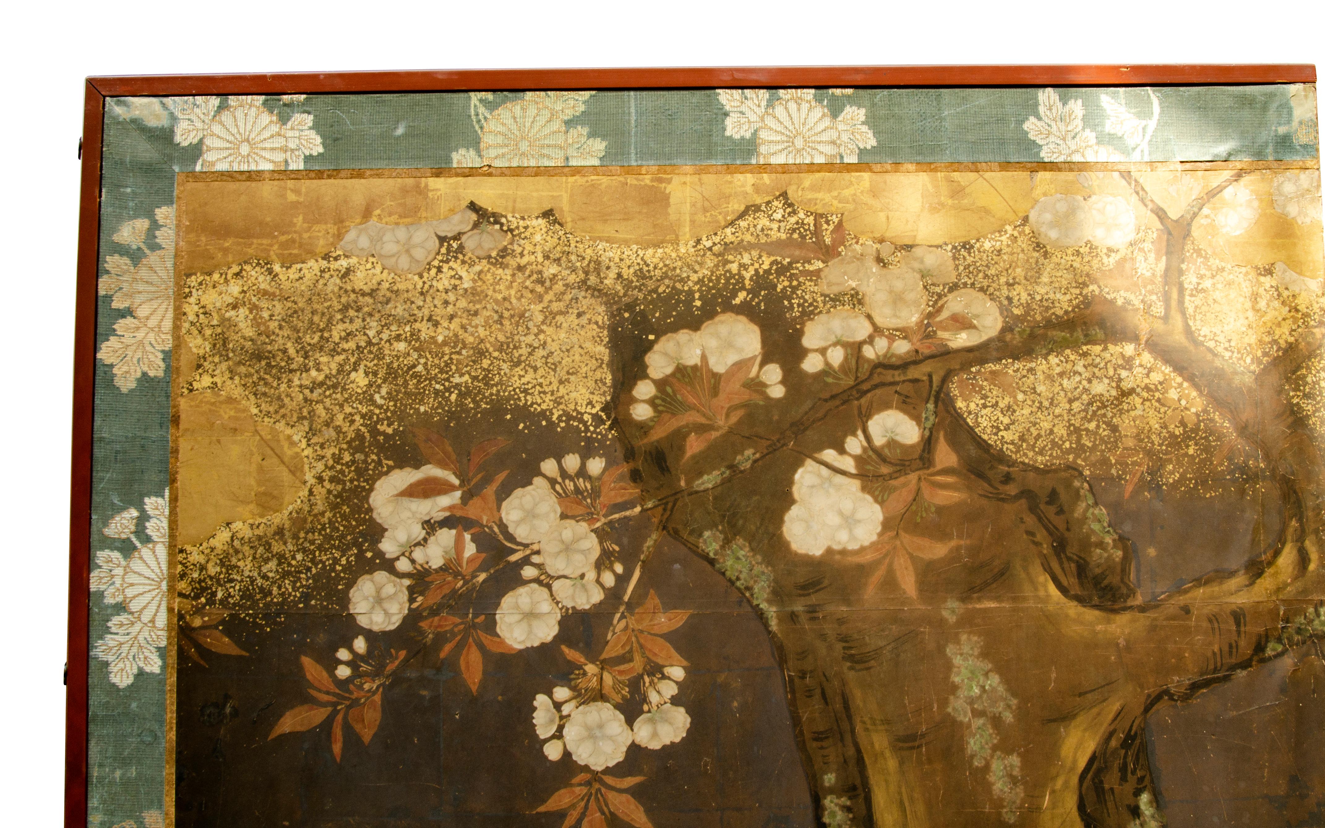Japanese Edo Decorated Paper Two Panel Screen 4