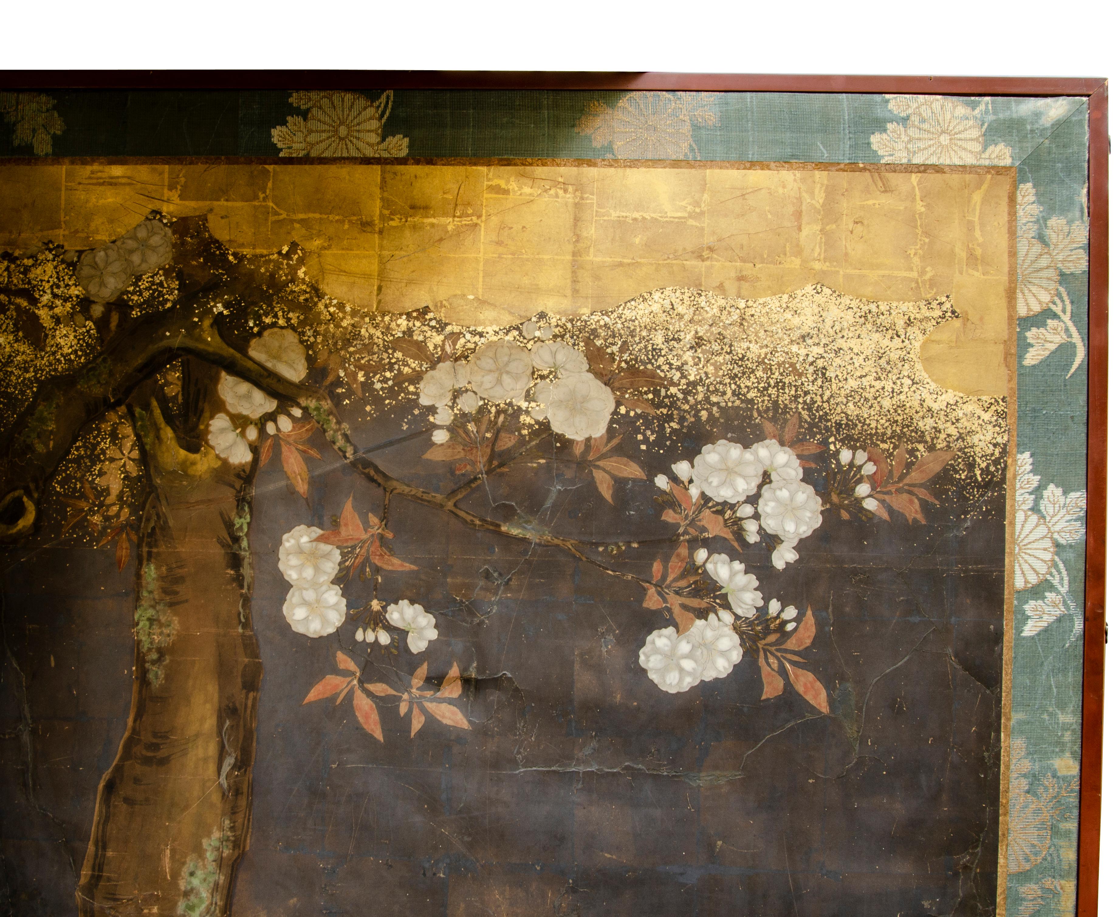 Japanese Edo Decorated Paper Two Panel Screen 5