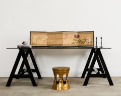 Biombo japonés Edo de cuatro paneles Peonía en flor Prunus Magnolia