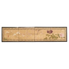 Japanese Edo Four Panel Screen Flowering Peony Prunus Magnolia