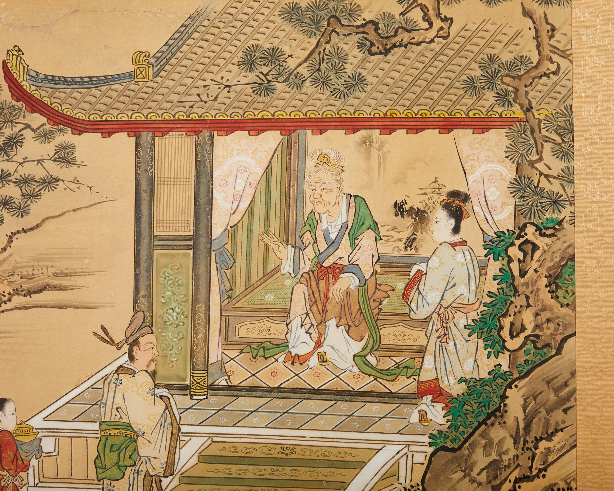 Japanischer Edo-Raumteiler mit vier Tafeln aus Kano-Schule Filial Piety im Angebot 1