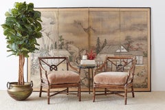 Japanese Edo Four-Panel Screen of Village Life