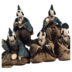 Japanese Edo Hina Ningyō Five Court Musician Dolls Set, circa 1800