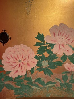 Japanese Edo Imperial Tea House Fusuma Panels on Gold Leaf, c.1800