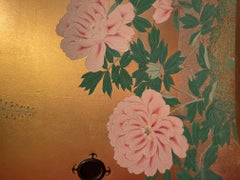 Japanese Edo Imperial Tea House Fusuma Panels on Gold Leaf, c.1800