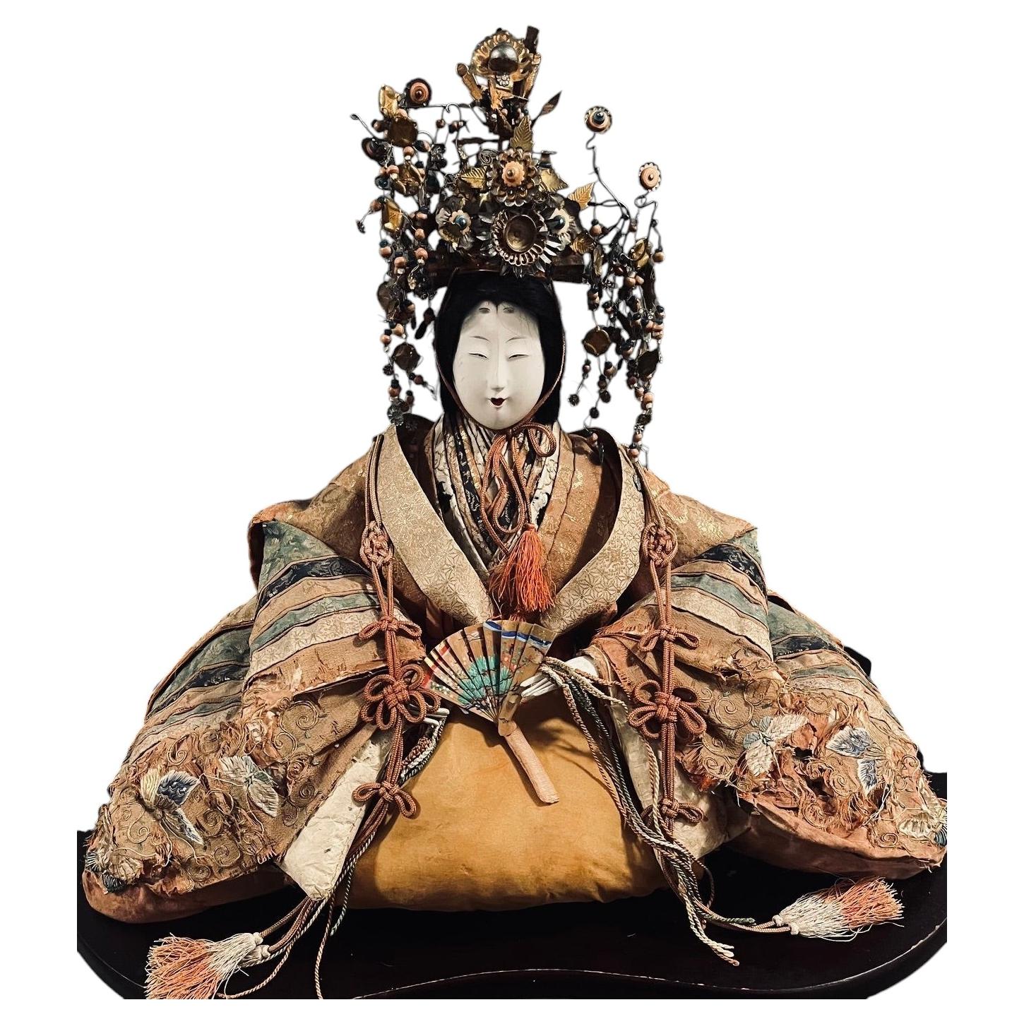Japanese Edo Kokin Bina Hina Ningyō Imperial Lady Doll, circa 1750