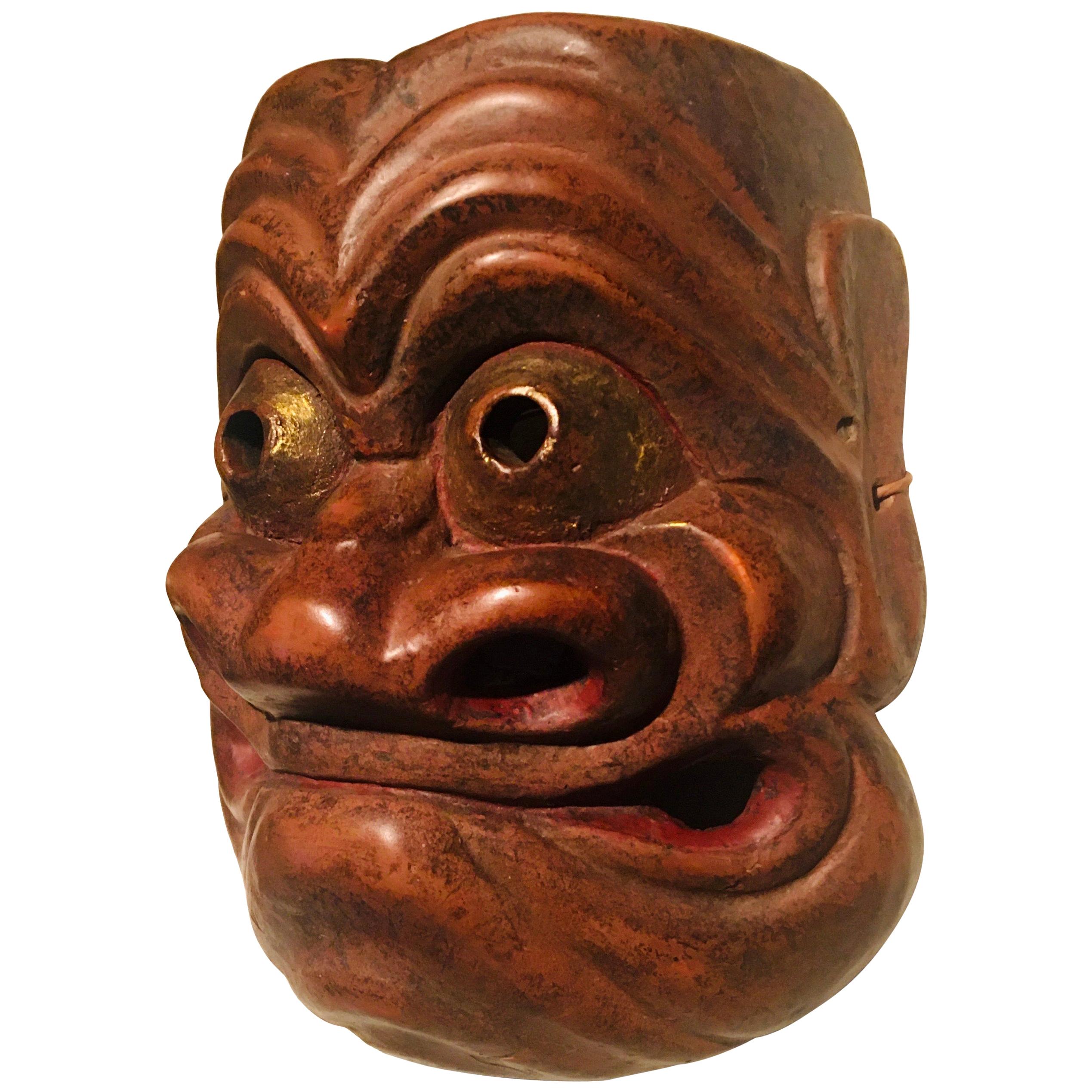 Japanese Edo Noh Mask of Obeshimi For Sale