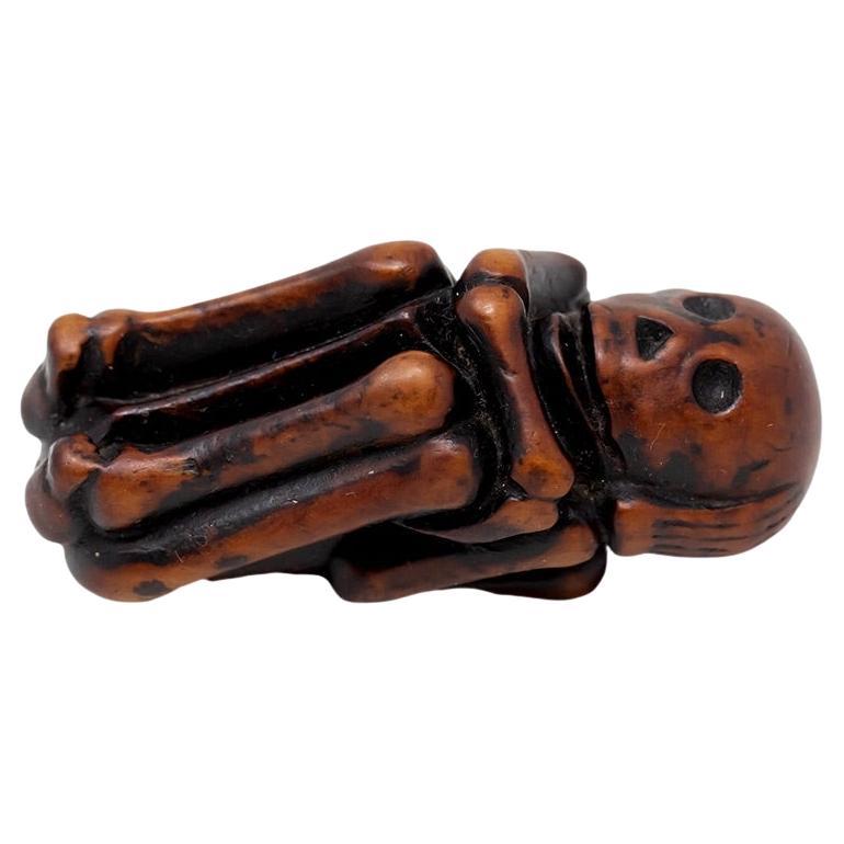 Japanese Edo Period (1603-1868) Skeleton Foetus Netsuke