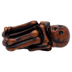 Japanese Edo Period (1603-1868) Skeleton Foetus Netsuke