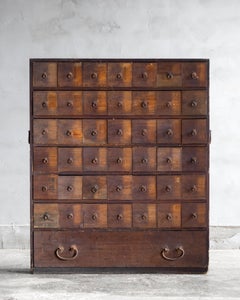 Japanese Edo Period Apothecary Chest (Tansu), Kaei 1 (1848), Wabi-Sabi