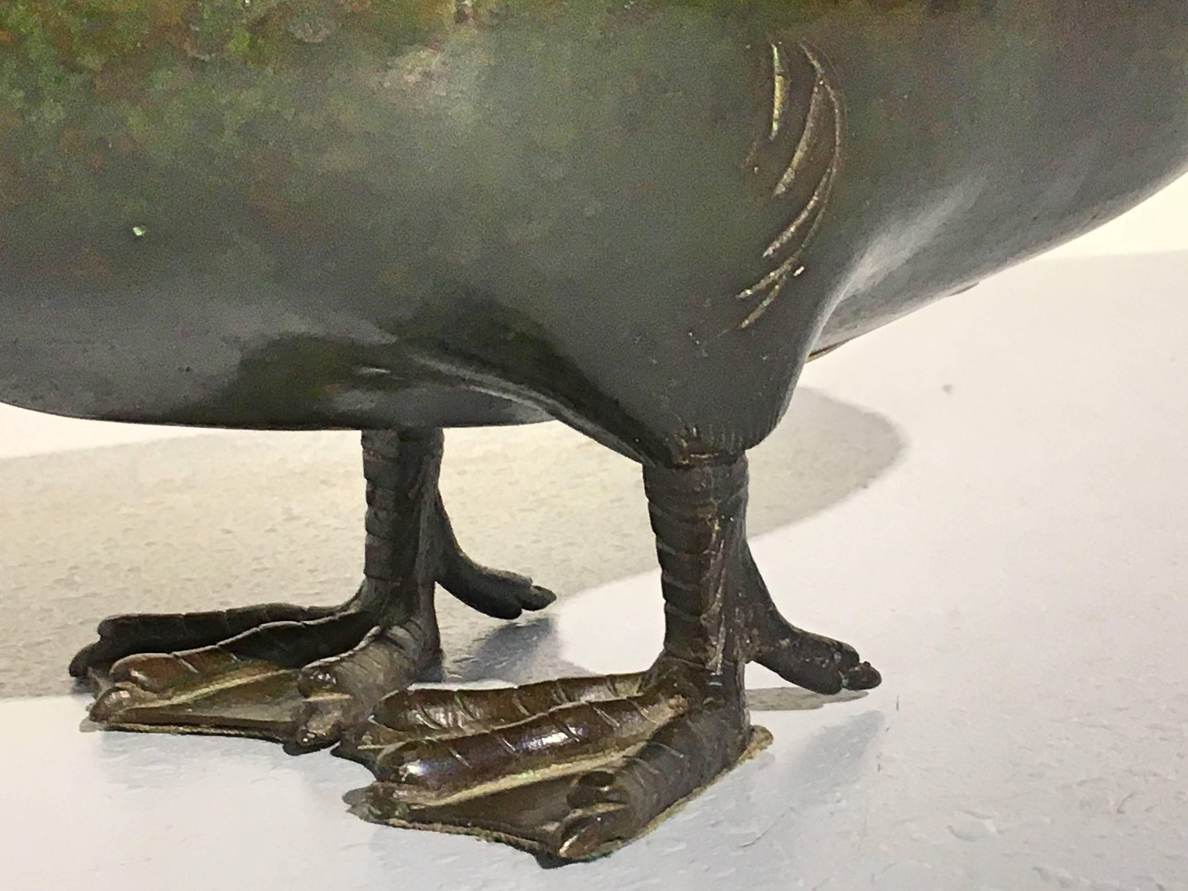 Japanese Edo Period Bronze and Champleve Goose Form Censer, Mid-19th Century 4