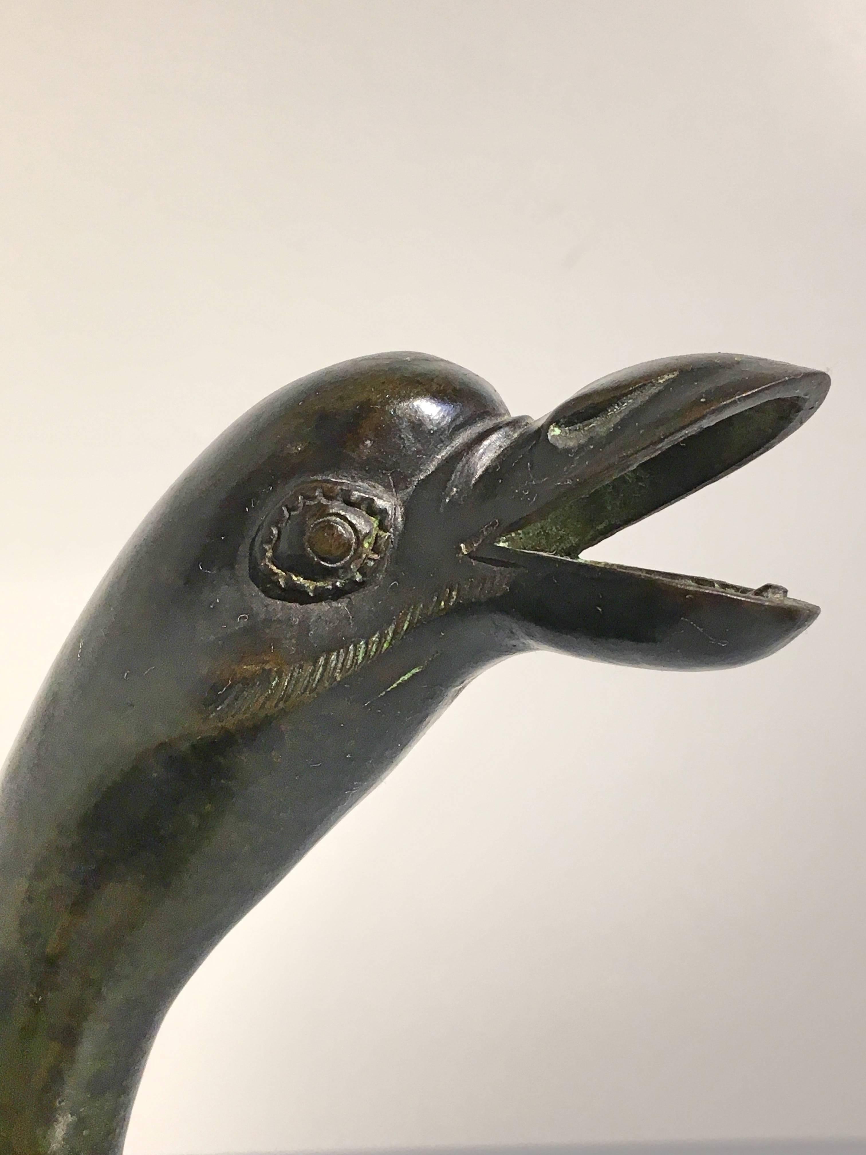 Japanese Edo Period Bronze and Champleve Goose Form Censer, Mid-19th Century 1