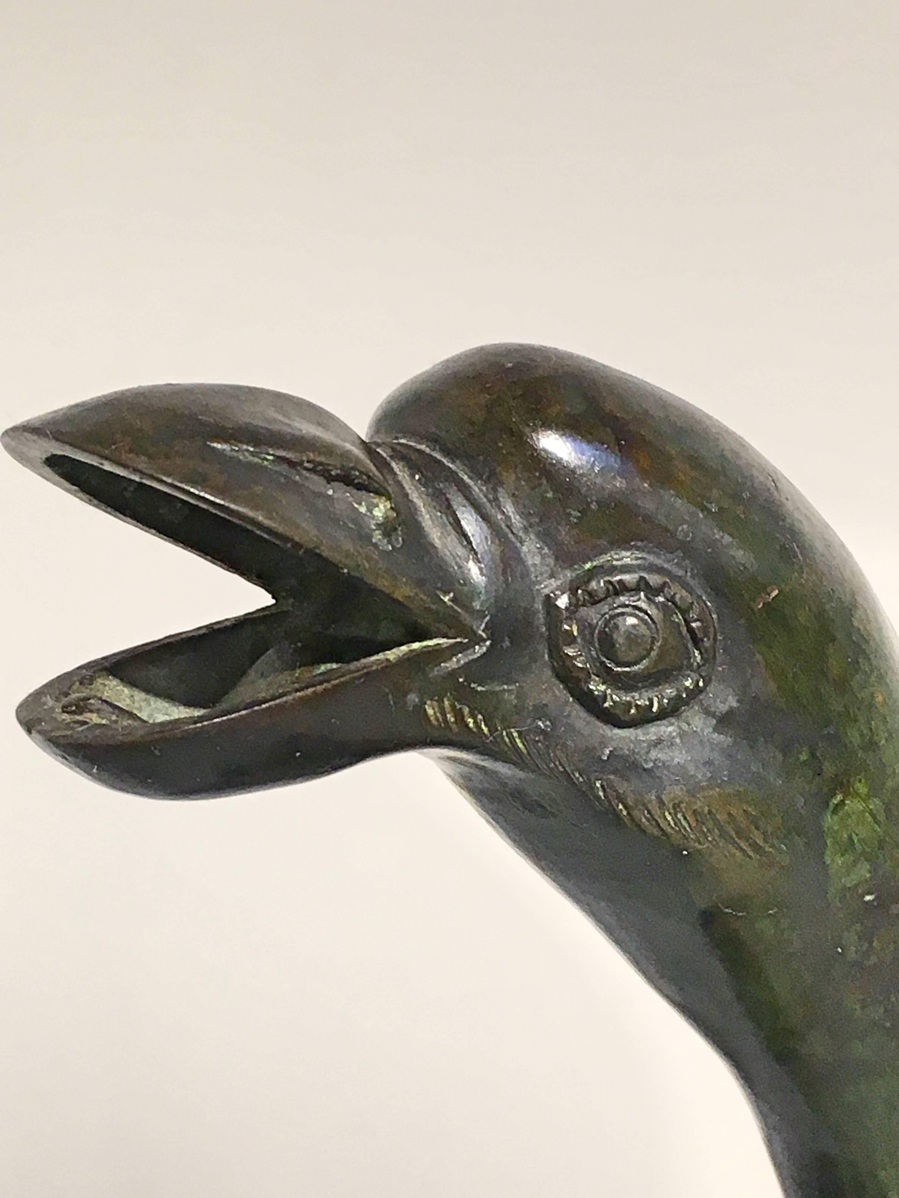 Japanese Edo Period Bronze and Champleve Goose Form Censer, Mid-19th Century 2