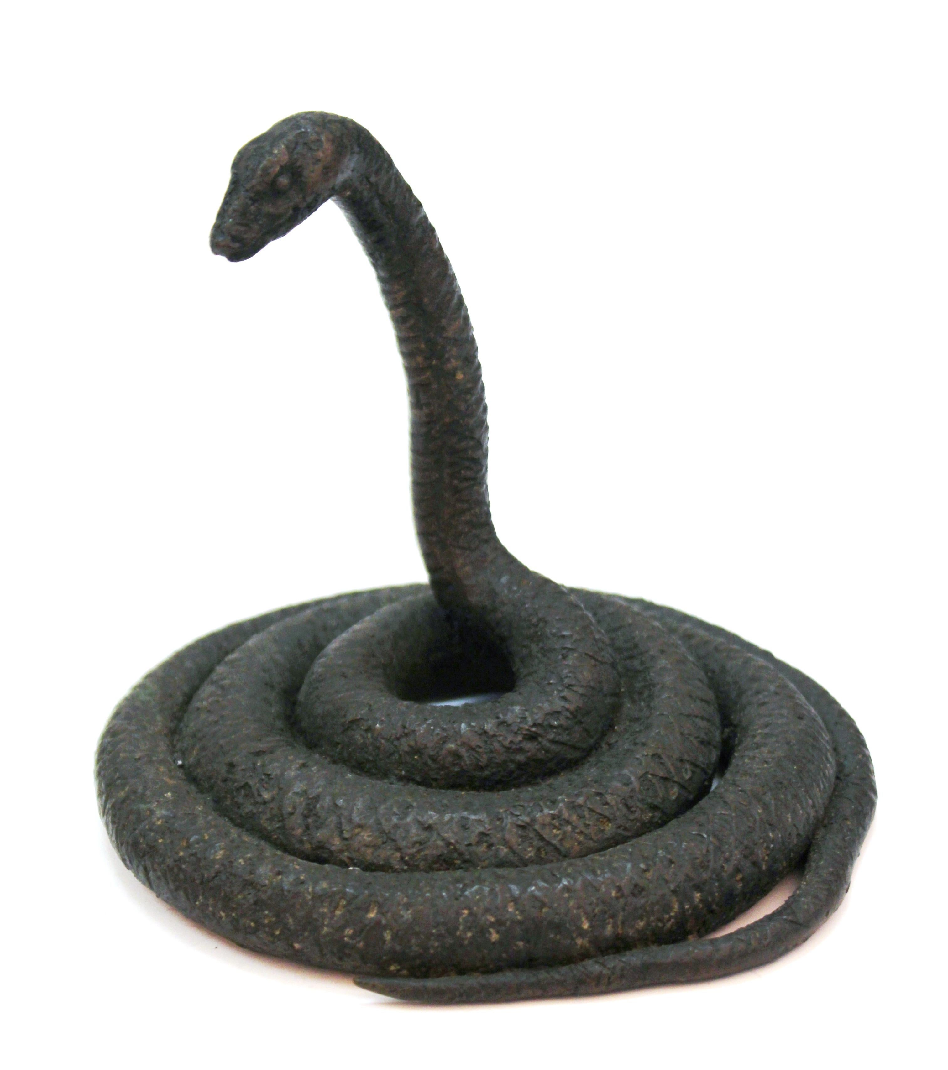 Japanese Edo Period Bronze Snake with Wood Shrine 1