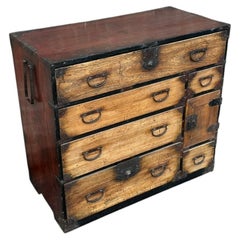 Japanese Edo Period c1850's Chobadansu Merchant Chest Kiri & Sugi Tansu 36"W