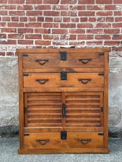 Japanese Edo Period c1850's Sugi Wood Chobadansu Merchant Chest Tansu 37"W