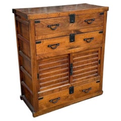 Japanese Edo Period c1850's Sugi Wood Chobadansu Merchant Chest Tansu 37"W