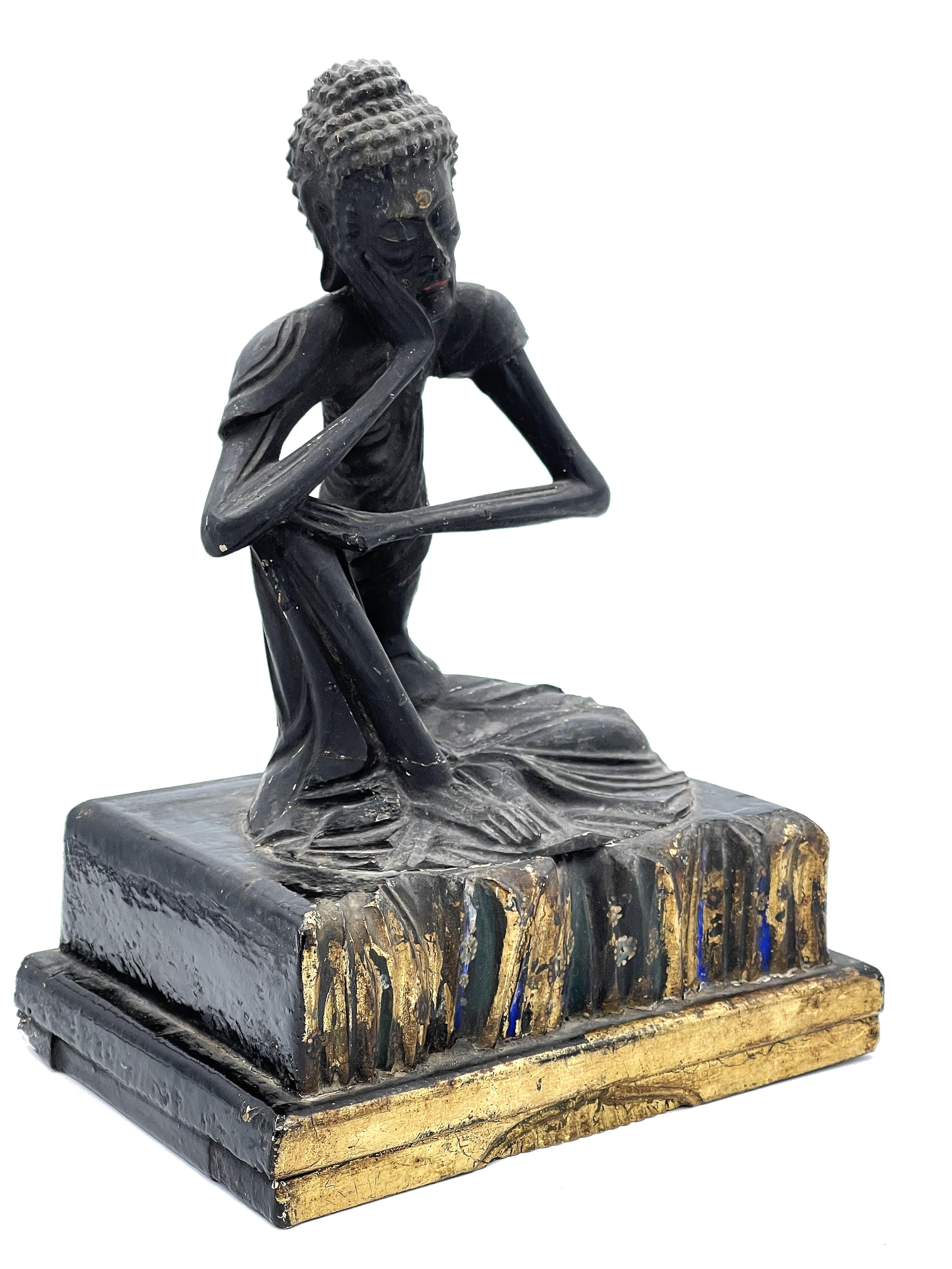 Legno Buddha seduto del digiuno intagliato del periodo Edo giapponese, 18° C./inizio 19° C. in vendita