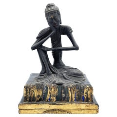 Japanischer sitzender Fastenbuddha aus der Edo-Periode, 18.C./frühes 19.
