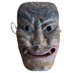 Masque ancien démon japonais de la période Edo / Arts traditionnels de la performance / Kyogen