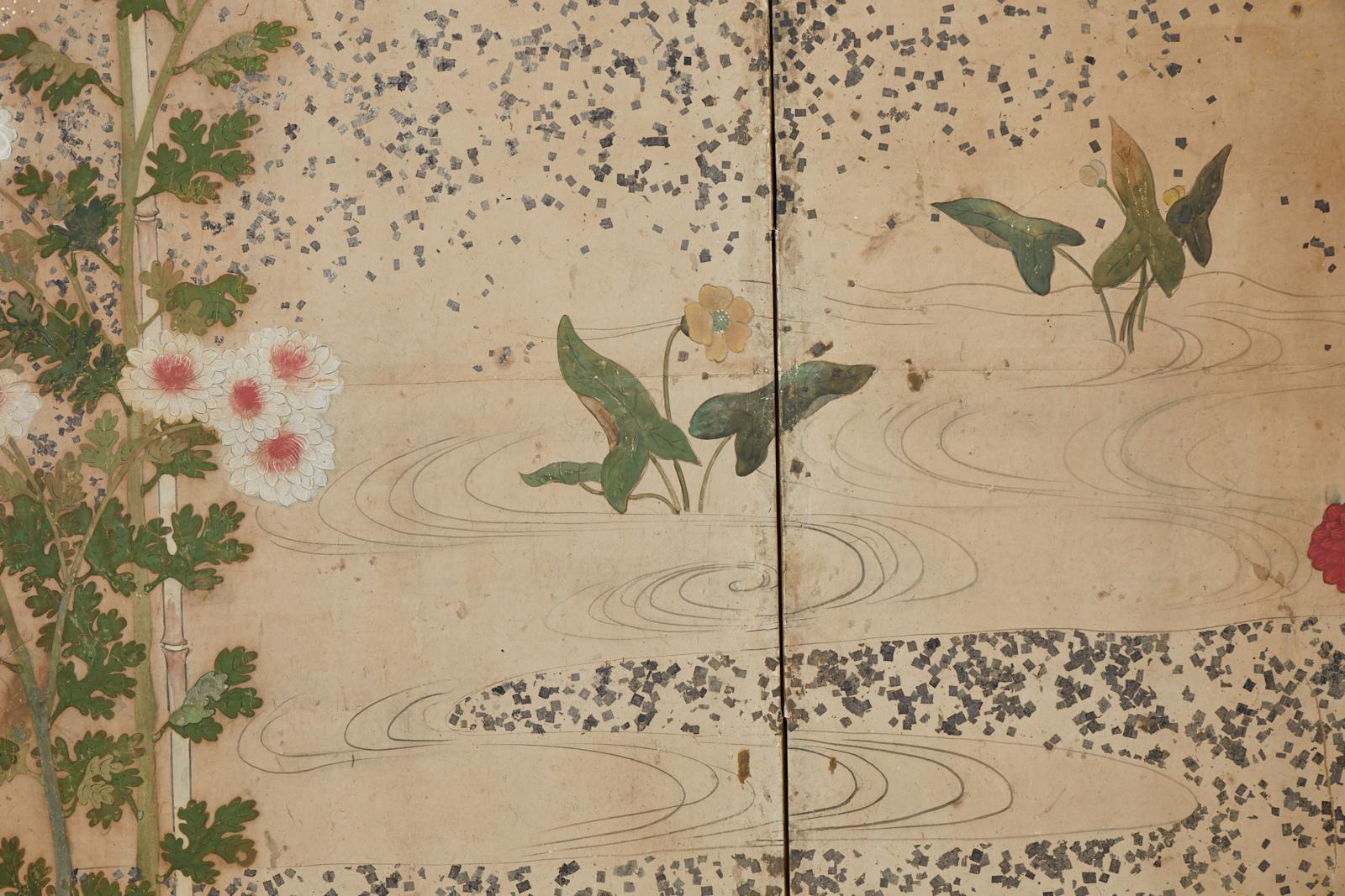 Japanese Edo Period Four-Panel Moriage Screen 4
